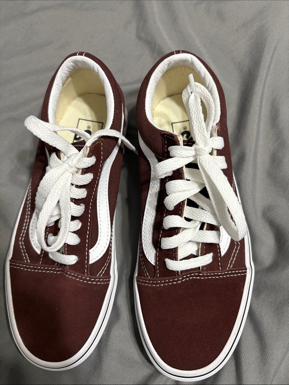 Vans Women's New Burgundy Leather-Canvas Low-Top Sneakers with White Stripe